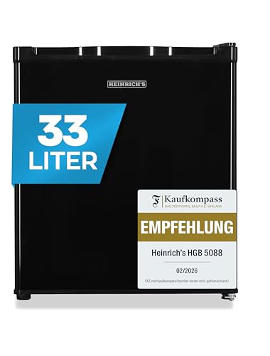 Heinrich´s Mini Gefrierschrank 33L -18°C klein leise 40db Gefrierbox Wechselbarer Türanschlag Mini Gefrierschrank Perfekt für Büro, Camping, Outdoor