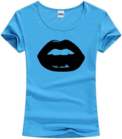 DAZUICHUN Girl Red Big Lips Printing Women Clothing Summer Funny T Shirts 11 L