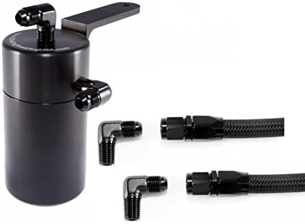 Elite Engineering Standard PCV Oil Catch Can &amp; Hardware with Black AN Fittings for 2010+ Camaro L99 (LS, LT) - BLACK