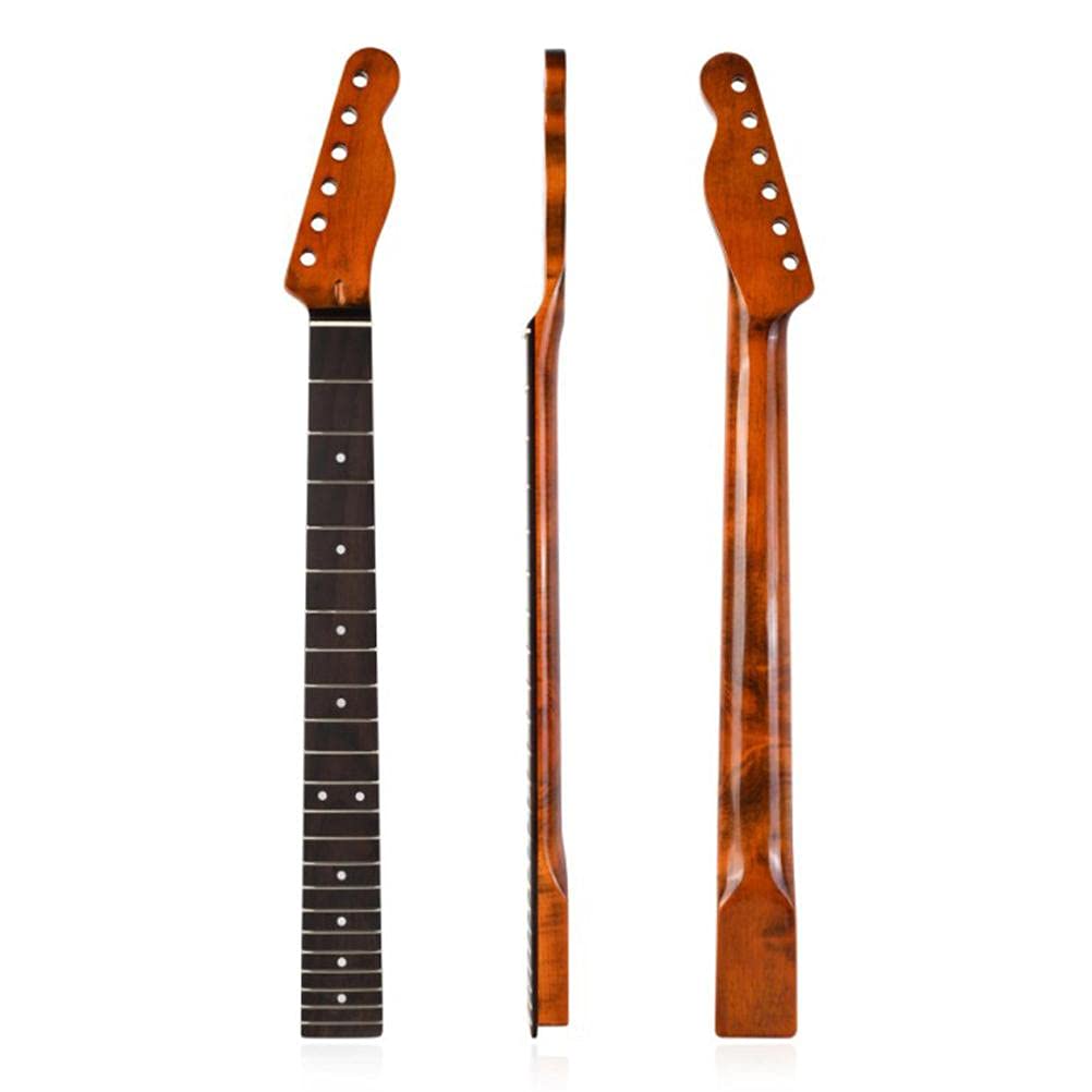 Guitar Neck Replacement, Telecaster Neck Compatible for Guitar Neck DIY Parts Replacement 22 Rose Wood Fretboard Binding for TL ST Tele Back Center Line