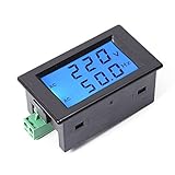 Icstation 2 in 1 AC 80-300V 45Hz-65Hz Digital Voltmeter Frequency Tester LCD Display Blue Backlight 2 Wire Black