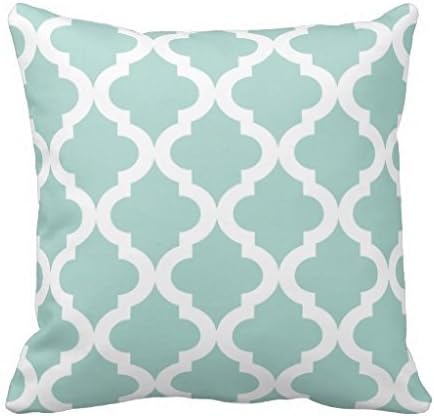 TrowerSaleStore Mint Moroccan Quatrefoil Print Decorative Pillow Case Cushion Cover