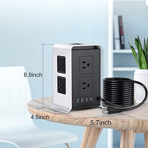 Surge Protector Power Strip 16.4FT/5M 8 Outlet 4 USB Ports power strip with long cord Outlet Surge Protector Tower Power Strip with USB Plug Lead Extension Cord