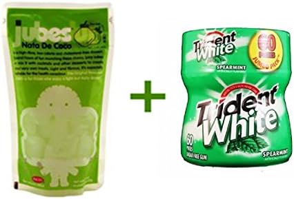 Jubes Nata De Coco Pandan Flavor (Pack of 14), TRIDENT WHITE GUM SPEARMINT - Bottle 1/60pcs