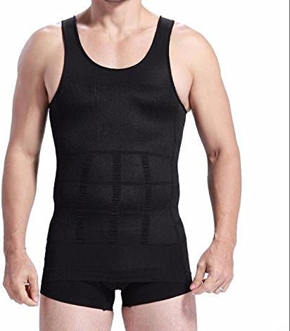 Men Body Slimming Tummy Shaper Belly Underwear shapewear Waist Girdle shirt Vest // Black //Size:XL