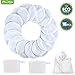 Reusable Makeup Remover Pads+Face Cleansing Mitten, 16 Pcs Soft Bamboo Silk Cotton Round Toner Pads with Laundry Bag