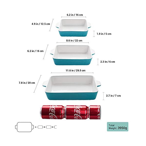 Krokori Bakeware Set, Rectangular Baking Pan Ceramic Glaze Baking Dish
