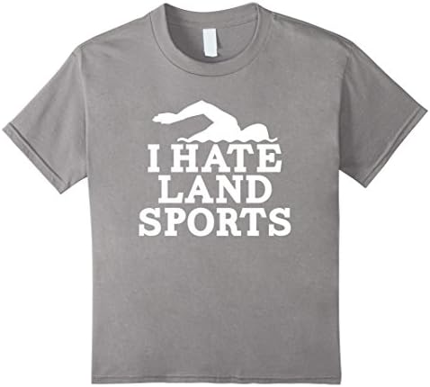 Kids I Hate Land Sports T Shirt - Funny Swimming Tee 8 Slate