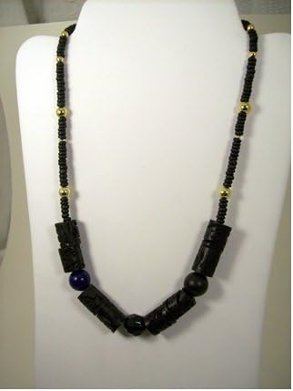 Black Barrel Wood Necklace