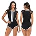 Conjunto De Natación para Mujer De UNA Pieza Bikini De Estilo Conservador Retro De Manga Corta Con Ropa Whitethumb 2