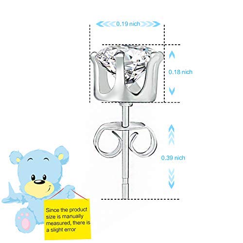 UHIBROS Stainless Steel Stud Earrings Cubic Zirconia Multicolor Set 18K White Gold Pated 8 Pairs Multi-Color