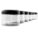 Cornucopia 12 Ounce Clear Plastic Jars w/Black Plastic Lids (6 pack); BPA Free PET Stackable Canisters for Bathroom & Kitchen Storage