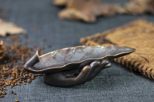 NAGU Incense Holders for Sticks,Long Ceramic Incense Ash Tray,Leaf Shape,Home Decor Artwork (Lotus Leaf)