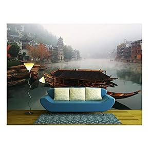 Landscape on The River, Fenghuang, Hunan, China - Removable Wall Mural | Self-Adhesive Large Wallpaper - 66x96 inches
