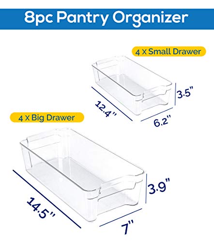 Utopia-Home-Set-of-8-Pantry-Organizers-Includes-8-Organizers-4-Large-4-Small-Drawers-Organizers-for-Freezers-Kitchen-Countertops-and-Cabinets-BPA-Free-Clear-Plastic-Pantry-Storage-Racks