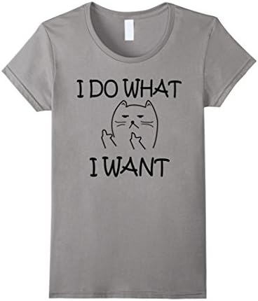 Women's I Do What I Want - Cat Middle Finger Small Slate