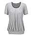 Solatin Women's Short Sleeve Scoop Neck Pleated Front Fitted Blouse T-shirt