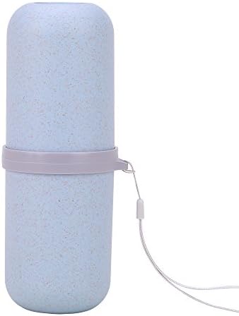 Travel Wheat Straw Washing Gargle Cup Toothbrush Toothpaste Container With Large Capacity (Blue)