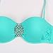 JingQi Womens Push Up Diamond Decorated Beach Bandeau Bikini (Medium, Blue)