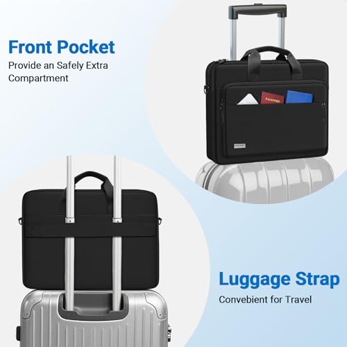 TECOOL 17 Inch Laptop Bag Shoulder Bag for 17-17.3 Inch Lenovo Acer ASUS Dell HP Samsung Notebook 17-17.3 Inch Shoulder Bag Waterproof Briefcase Men's Notebook Bag Business Laptop Bag, Black