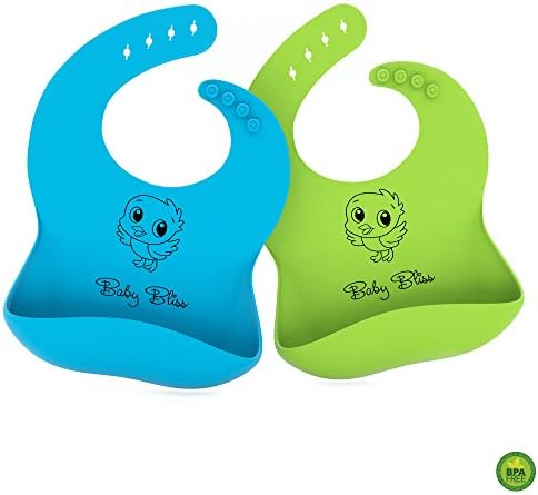 Waterproof Silicone Bibs for Boys &amp; Girls. Cute, Comfortable &amp; Soft Bibs for Babies, Infants &amp; Toddlers. Adjustable &amp; Easy to Clean Surface with Food Catching Pocket [BPA Free &amp; Non-Toxic] Gift Set!