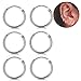 3 Pairs Sterling Silver 8mm Small Hoop Earrings Set Hypoallergenic Endless Cartilage Huggie Earrings for Women Men Girls