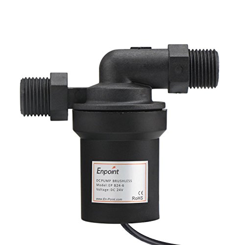 EnPointâ„¢ Ultra Quiet Solar Hot Water Circulation Pump Ceramic Core Brushless Motor DC 24V 6M Head 12LPM 3.2GPM Discharge Low Noise for Water Cycle Solar Mattress Heater Fountain