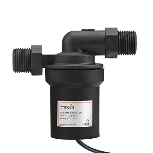 24V Circulation Pump, EnPoint Ultra Quiet Solar Hot Water Circulation Pump Ceramic Core Brushless Motor DC 24V 6M Head 12LPM 3.2GPM Discharge Low Noise for Water Cycle Solar Mattress Heater Fountain