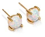 Stud Earrings Opal 14k Gold Dipped 3mm Tiny White Opal Womens Stainless Pair by Benevolence LA …