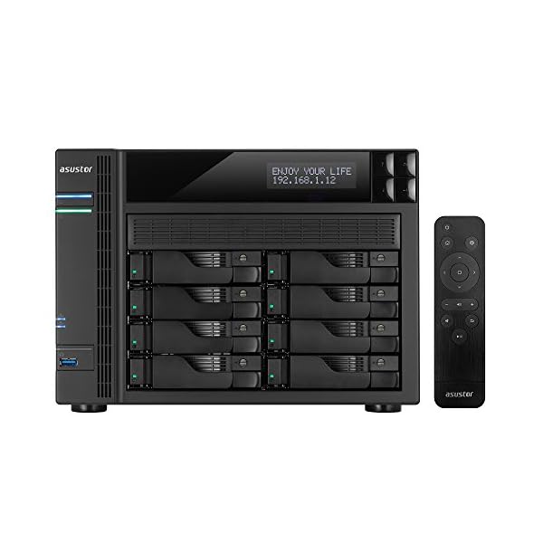 Asustor AS6208T + AS-RC13 Remote | Network Attached Storage | 1.6GHz Quad-Core, 4GB RAM | Personal Private Cloud | Home or Business Data Media Server (8 Bay Diskless NAS)