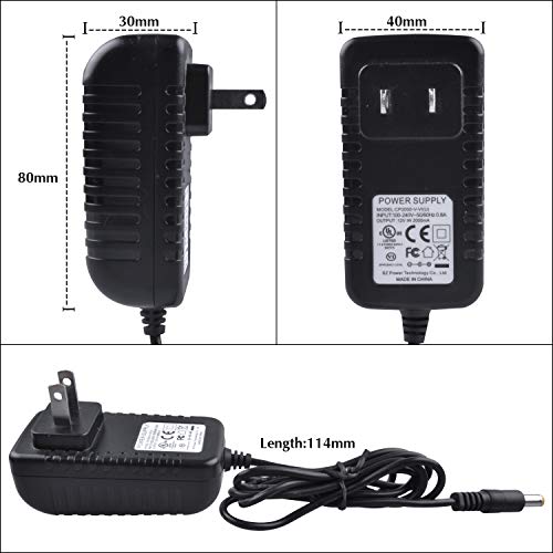 JUNWEN DC Power Supply 12V, LED Strip Lights Adapter, Transformer, UL Listed, 2A, 24W, Portable US Plug Power Converter for 3528 5050 2835 Strip Light
