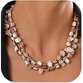 XIAOMOJEW Colorful Beaded Necklace for Women Boho Layered Turquoise Choker Statement Necklace Punk Jewelry