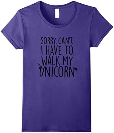 Womens Sorry Can't I Have To Walk My Unicorn T-Shirt Small Purple
