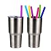 6 Pieces Reusable Drinking Straws Silicone Straight Drinking Straw with 2 Pieces Cleaning Brush for YETI/ RTIC Rambler Tumbler 30 Ounce/ 20 Ounce