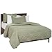 Lavish Home Solid Embossed 3 Piece Quilt Set - Full/Queen - Green