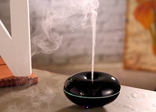 100ml Mini Aroma Diffuser for Essential Oil, Ultrasonic Cool Mist Humidifier w/ 7 Color Lights for Office Home Study Yoga Spa-Black (Waterless Auto Shut-off)