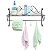 Beautiful Black Metal Decorative Wall Mounted Storage Shelf w/ 5 Hooks / Bathroom Towel Rack