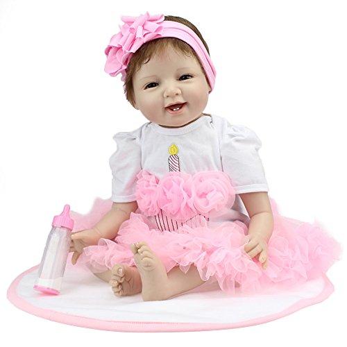 Reborn baby doll girl look real silicone pink tutu skir…
