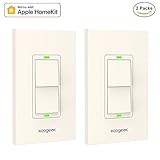Koogeek Smart WiFi Light Switch Two-Gang Switch for Apple HomeKit with Siri Remote on 2.4Ghz Network, Single Pole, Beige (Require Neutral Wire) 2Packs