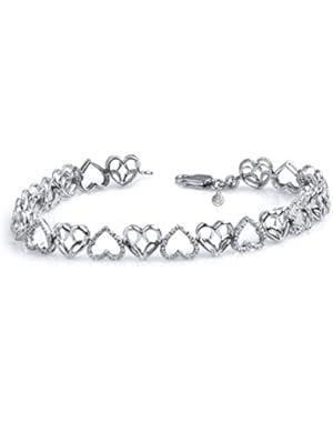 Sterling Silver Jessica Simpson Diamond Accent Heart Link Bracelet