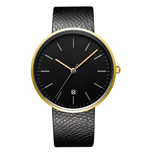XIII Watches Black and Gold with Black Leather Strap Men's Watch