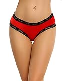 avidlove Women Bow-Tie Panties Sexy Bikinis Lace trimmed Lingerie Red Medium