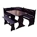 Target Marketing Systems Traditional Style 3-Piece Nook Corner Dining Set With Hidden Storage Under the Seats, For Small Spaces, Includes 1 Table and Benches, Midnight Black