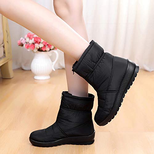 Teresamoon Women's Ladies Winter Waterproof Short Snow Boots Footwear Warm Shoes (Black/38)