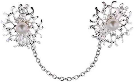 人気ブランド 4個入 カーディガンセーター チェーン クリップ 花 飾り ドレス ショール スーツ シルバートーン