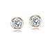 Rose Gold Flash Sterling Silver Cubic Zirconia Bezel-Set Martini Stud Earrings