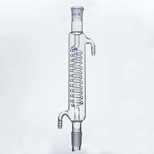 Glass Condenser with 19/24 Joints Lab Borosilicate Glass Condenser Tube Kit Coil Graham Condenser 200mm Jacket Length Chemistry Equipment