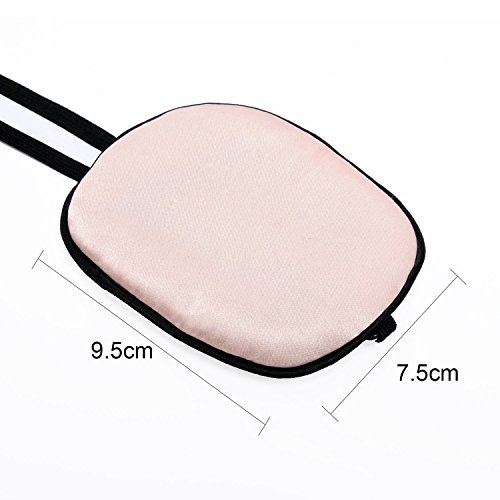 eZAKKA 2 Pieces Silk Eye Patch Elastic Eye Patches Lazy Eye Patches for Adults Lazy Eye Amblyopia Strabismus, Black and Flesh Pink