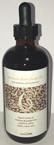 Organic Jamican Black Castor Oil in Glass Droper Unrefine with Rosemary &amp; Peppermint for Hair Growth and Thinning Hair - 4 oz