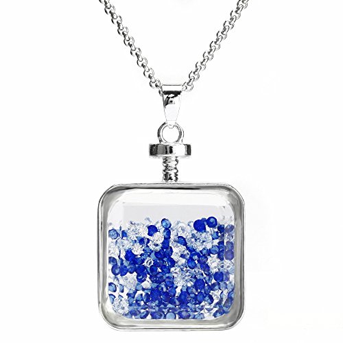 Beadnova square glass wishing bottle pendant healing crystal chip…